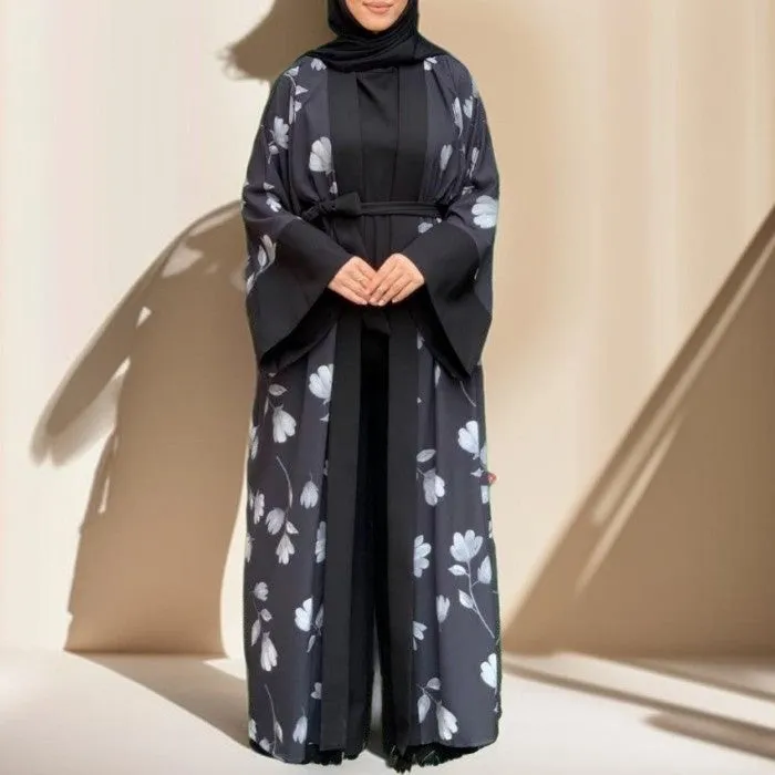 Floral pattern abaya with inner Jumpsuit