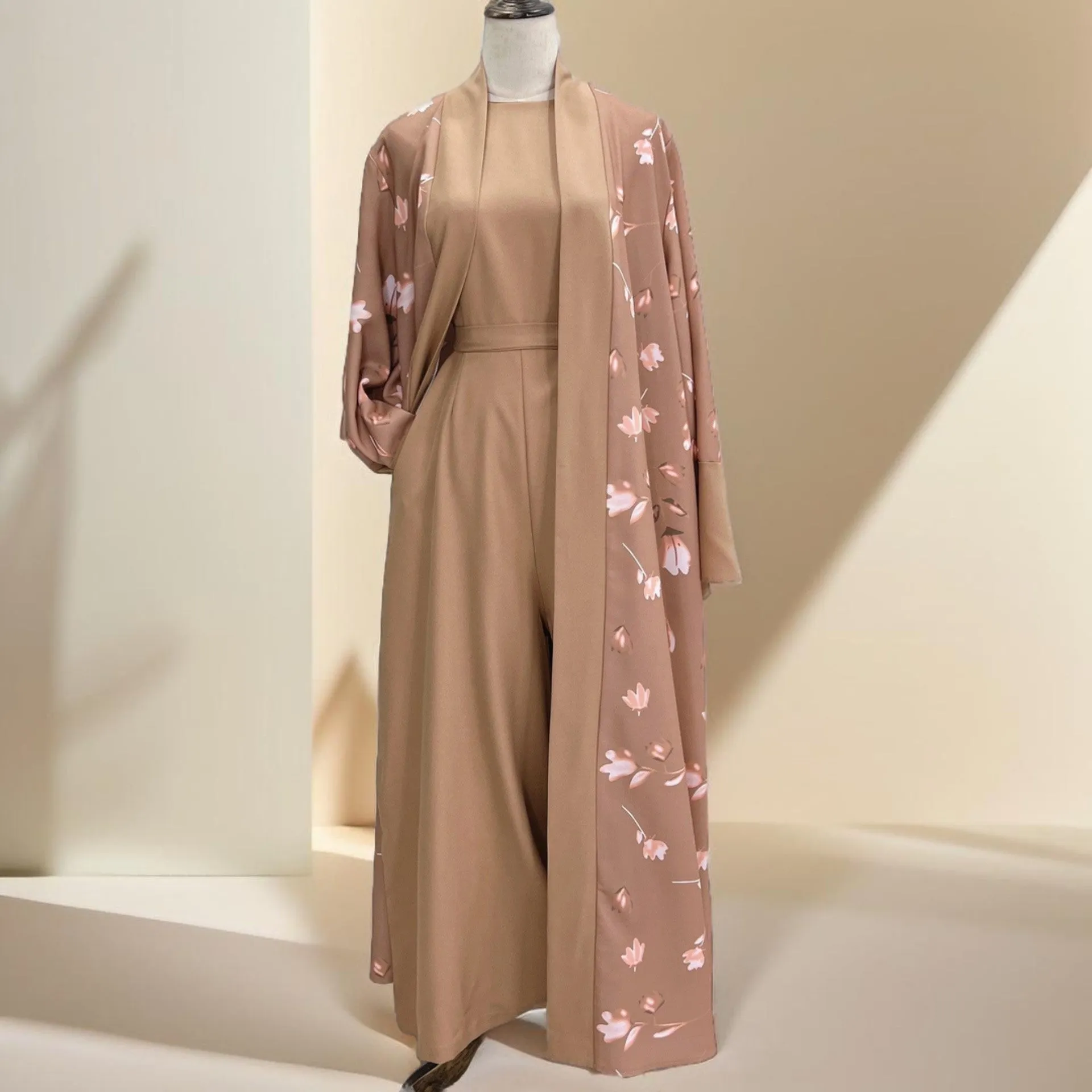 Floral pattern abaya with inner Jumpsuit