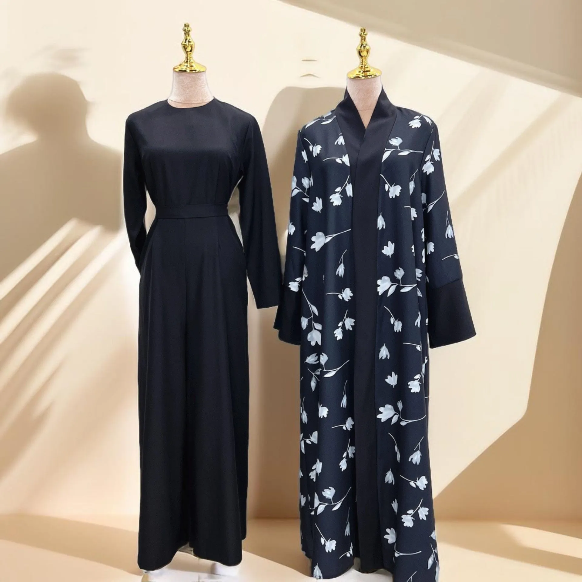 Floral pattern abaya with inner Jumpsuit