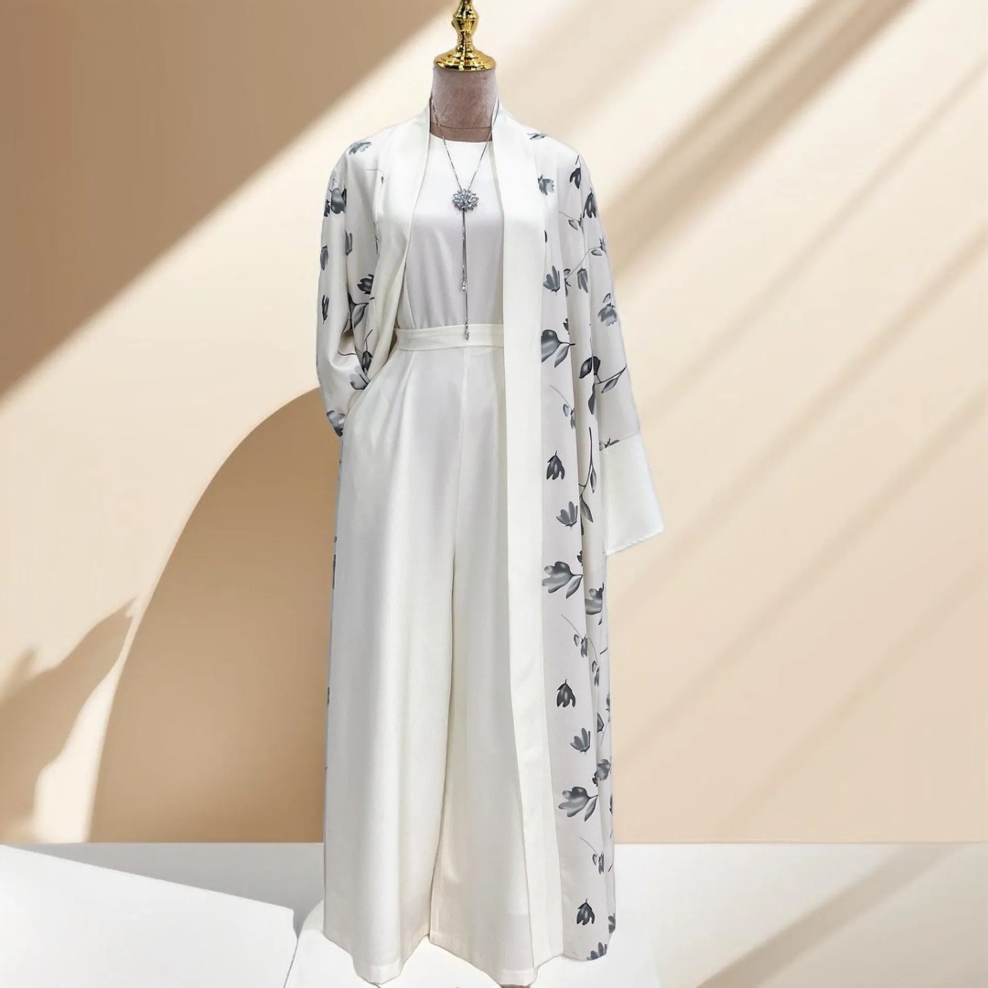 Floral pattern abaya with inner Jumpsuit