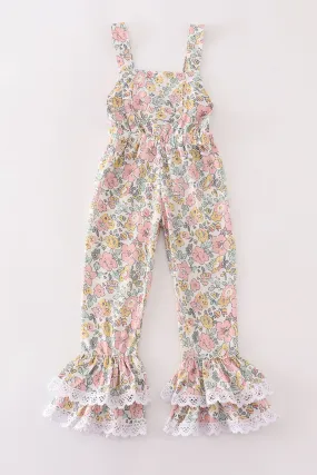 Floral print girl jumpsuit