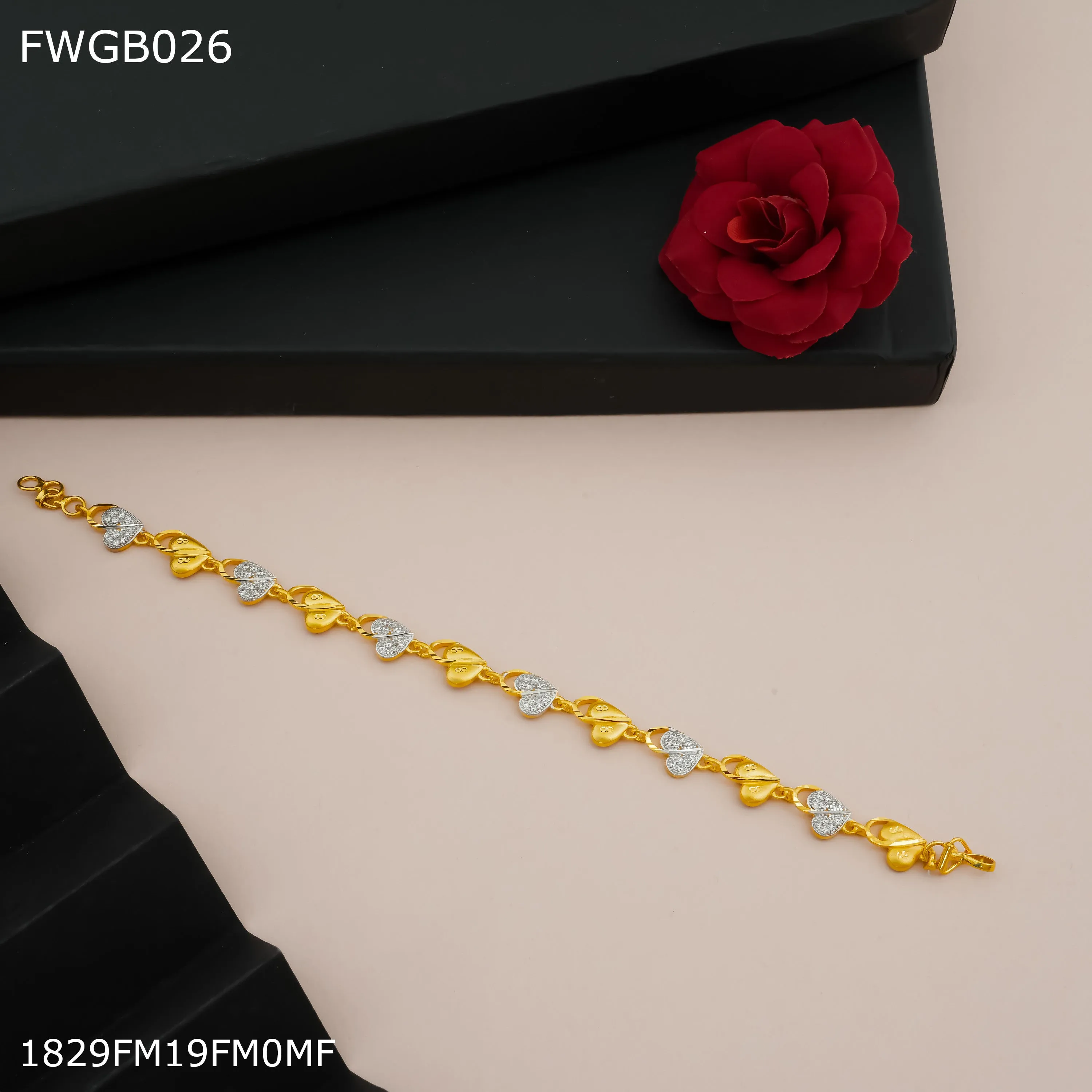 Freemen Hear ad gold plated braslate For Women - FWGB026