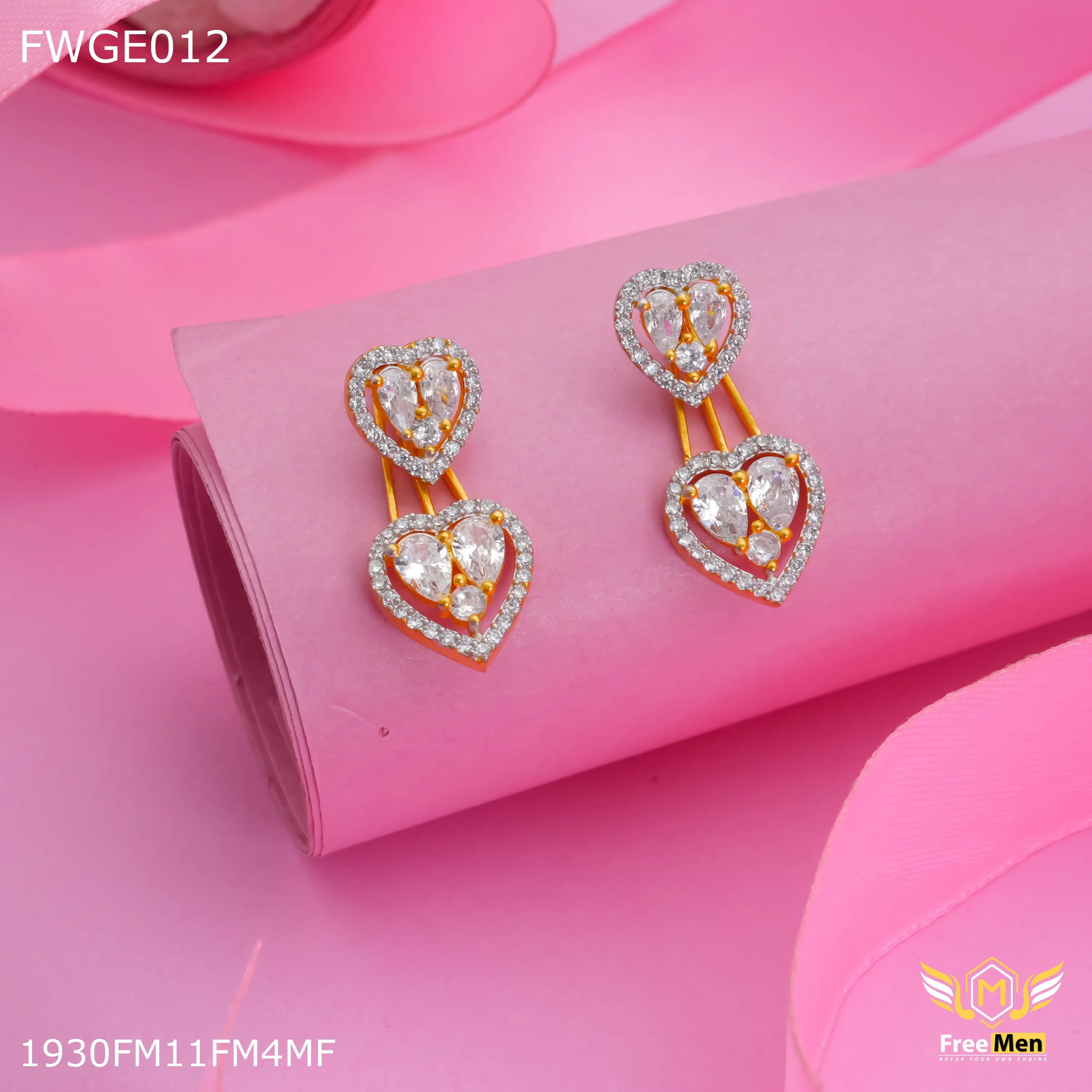 Freemen Heart AD gold plated Earring - FWGE012