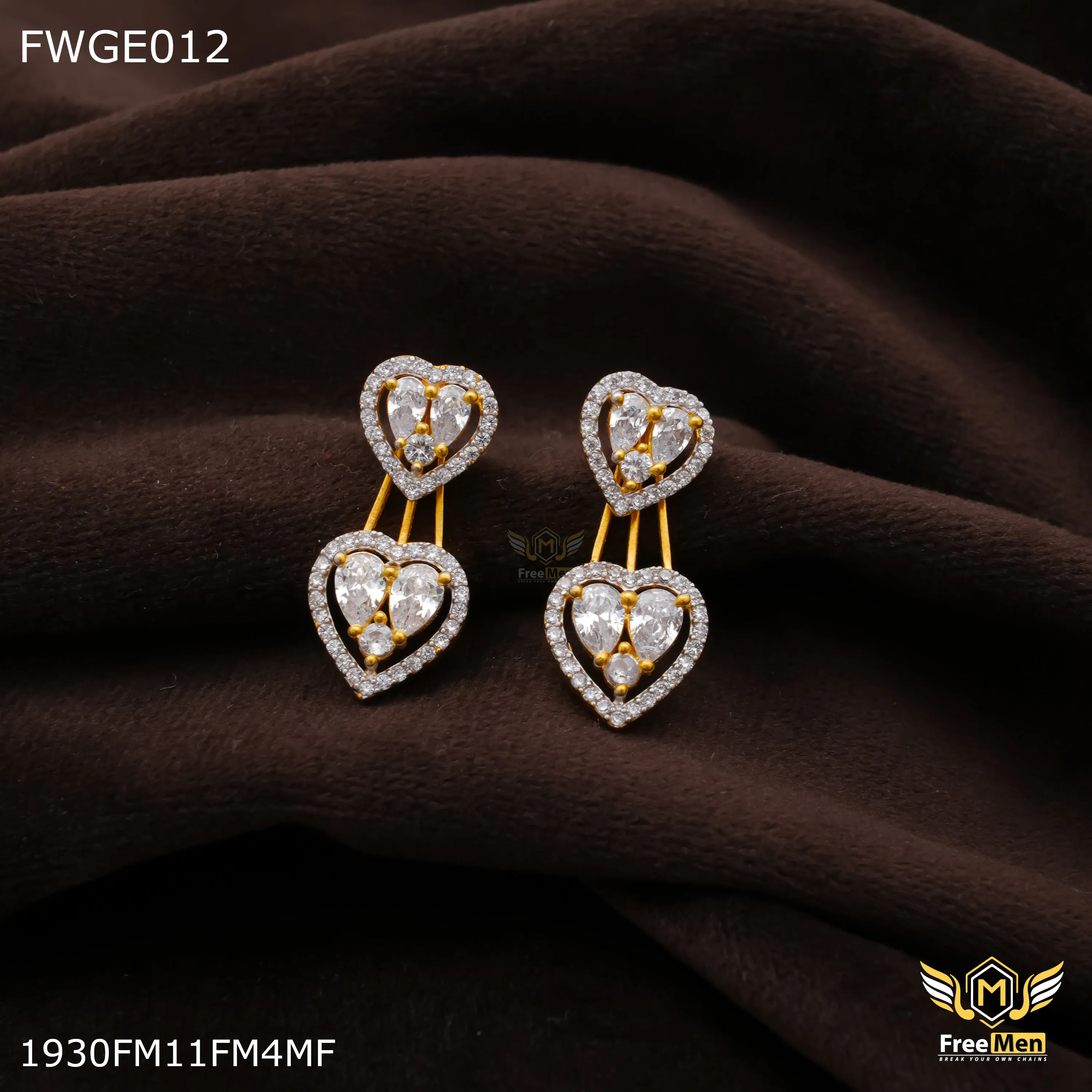 Freemen Heart AD gold plated Earring - FWGE012