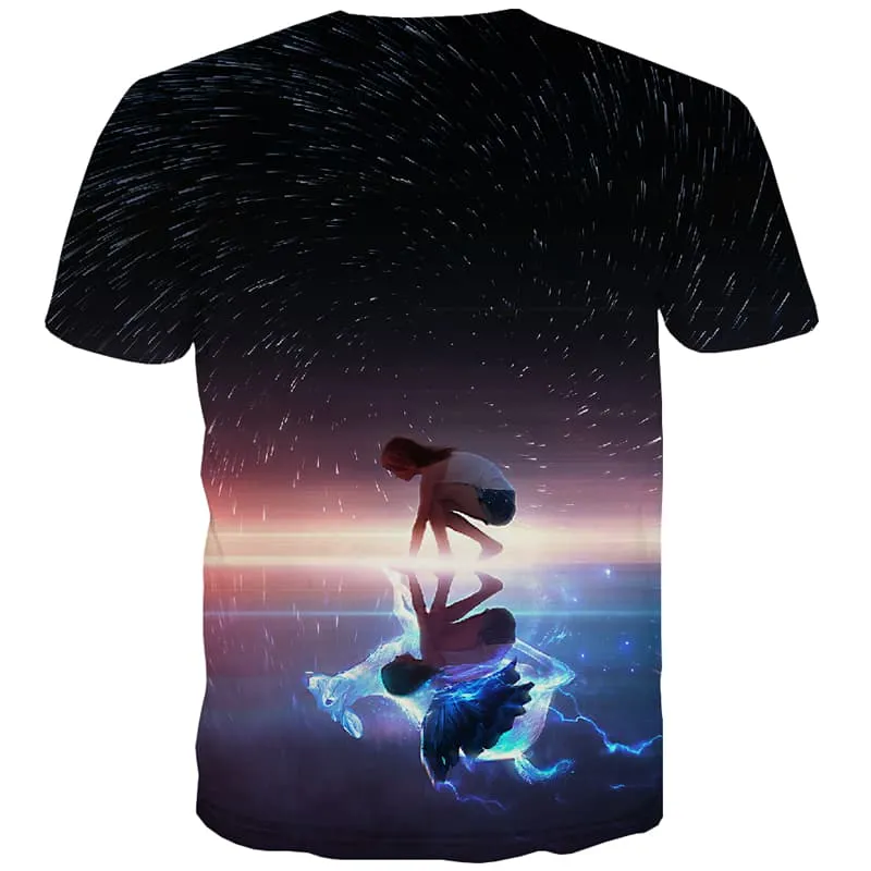 Galaxy T shirts Men Animal Shirt Print Deer Tshirts Cool Lightning T-shirts Graphic Colorful Tshirts Casual