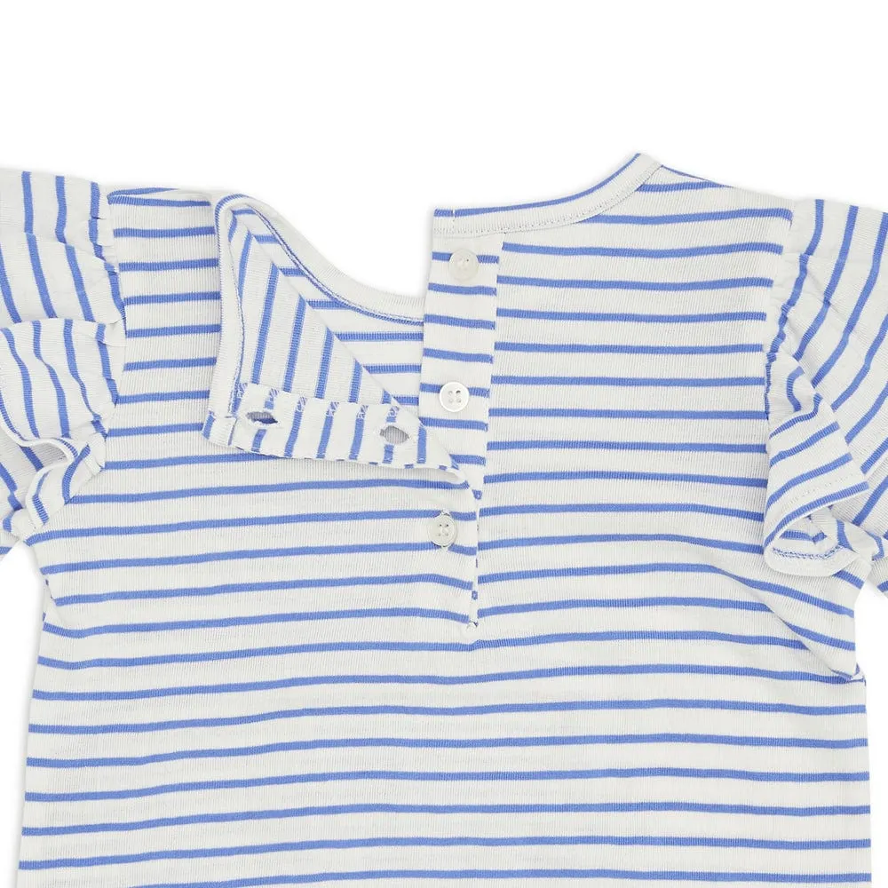 Girl Frock with Tshirt, White-Blue 6-24 Months