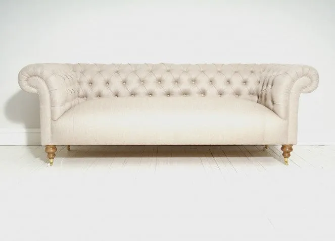 GODERICH CHESTERFIELD FABRIC SOFA IN STONE