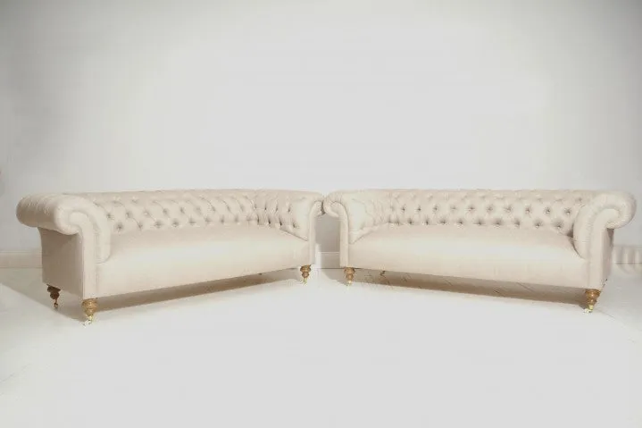 GODERICH CHESTERFIELD FABRIC SOFA IN STONE