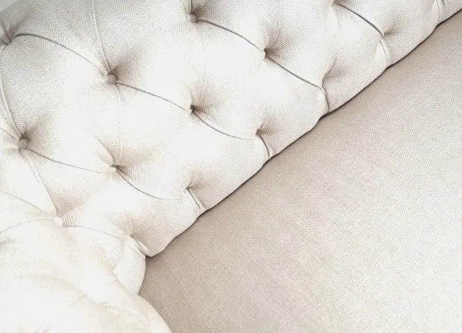 GODERICH CHESTERFIELD FABRIC SOFA IN STONE