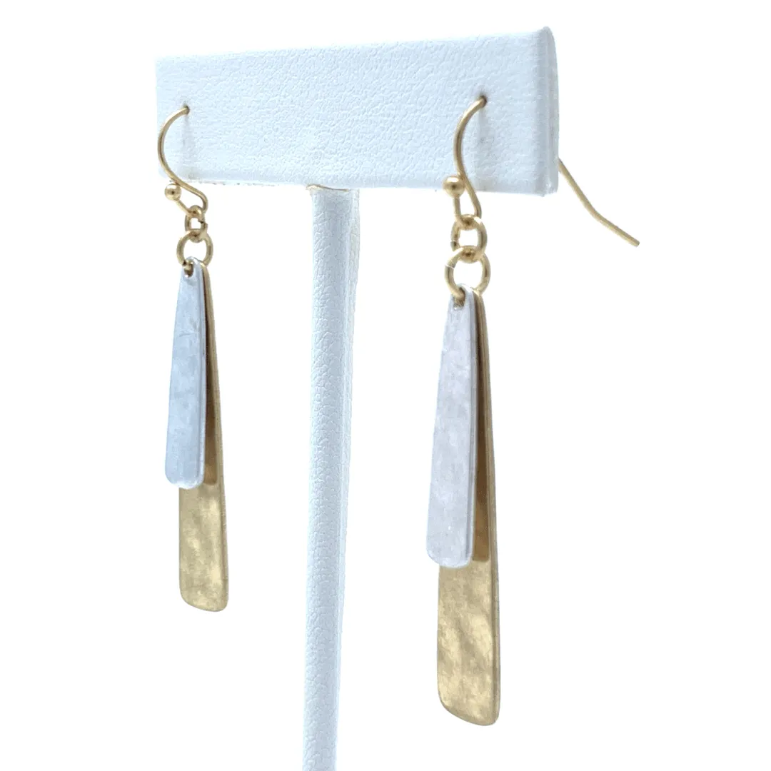 Gold & Silver Layered Teardrop Dangle Earrings