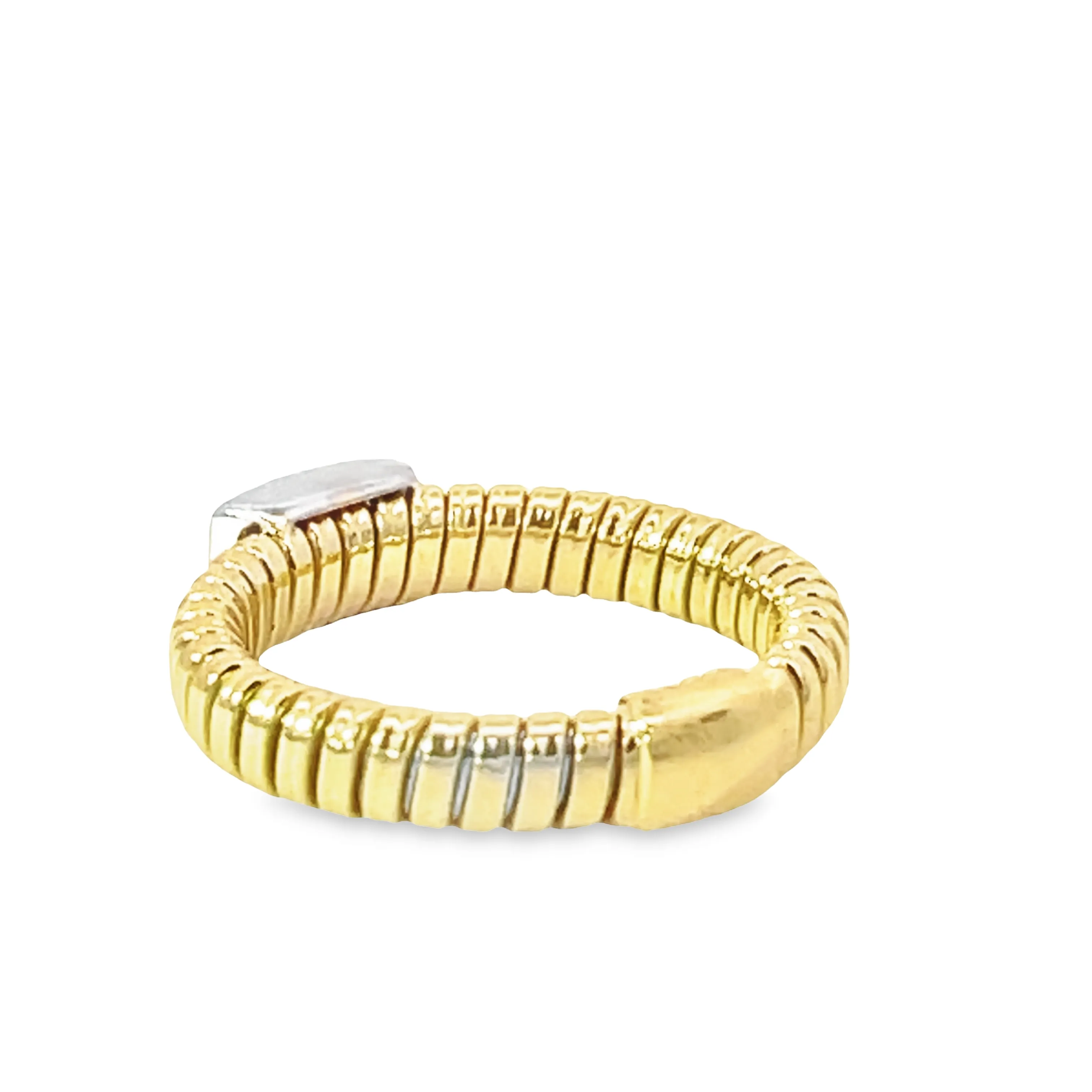 Gold Ribbed Diamond Ring