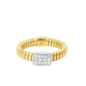 Gold Ribbed Diamond Ring