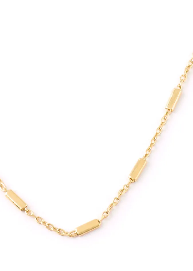 Gold Thin Rectangular Blocks Necklace