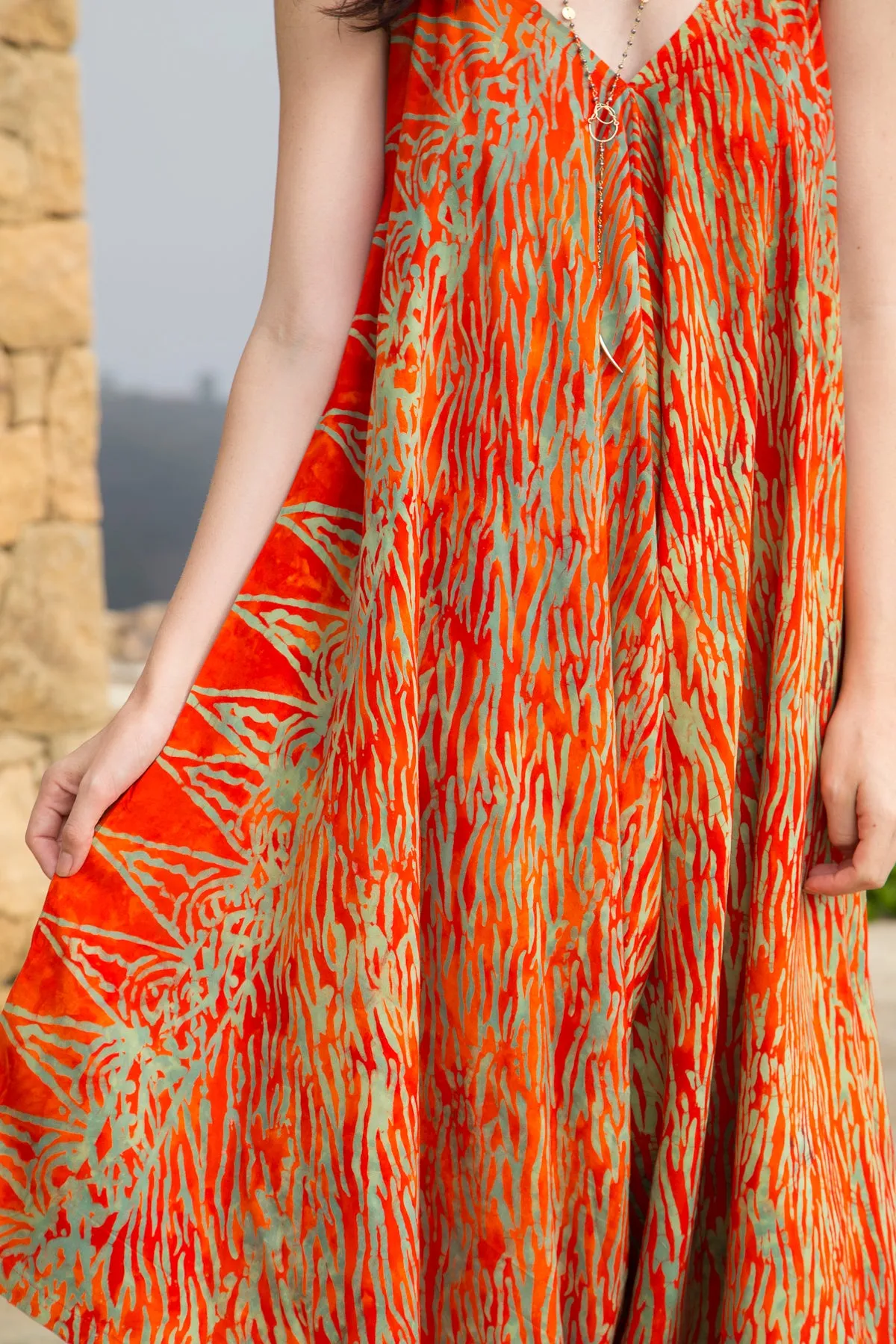 Gypsy Jumpsuit in Batik Zebra Orange Gold