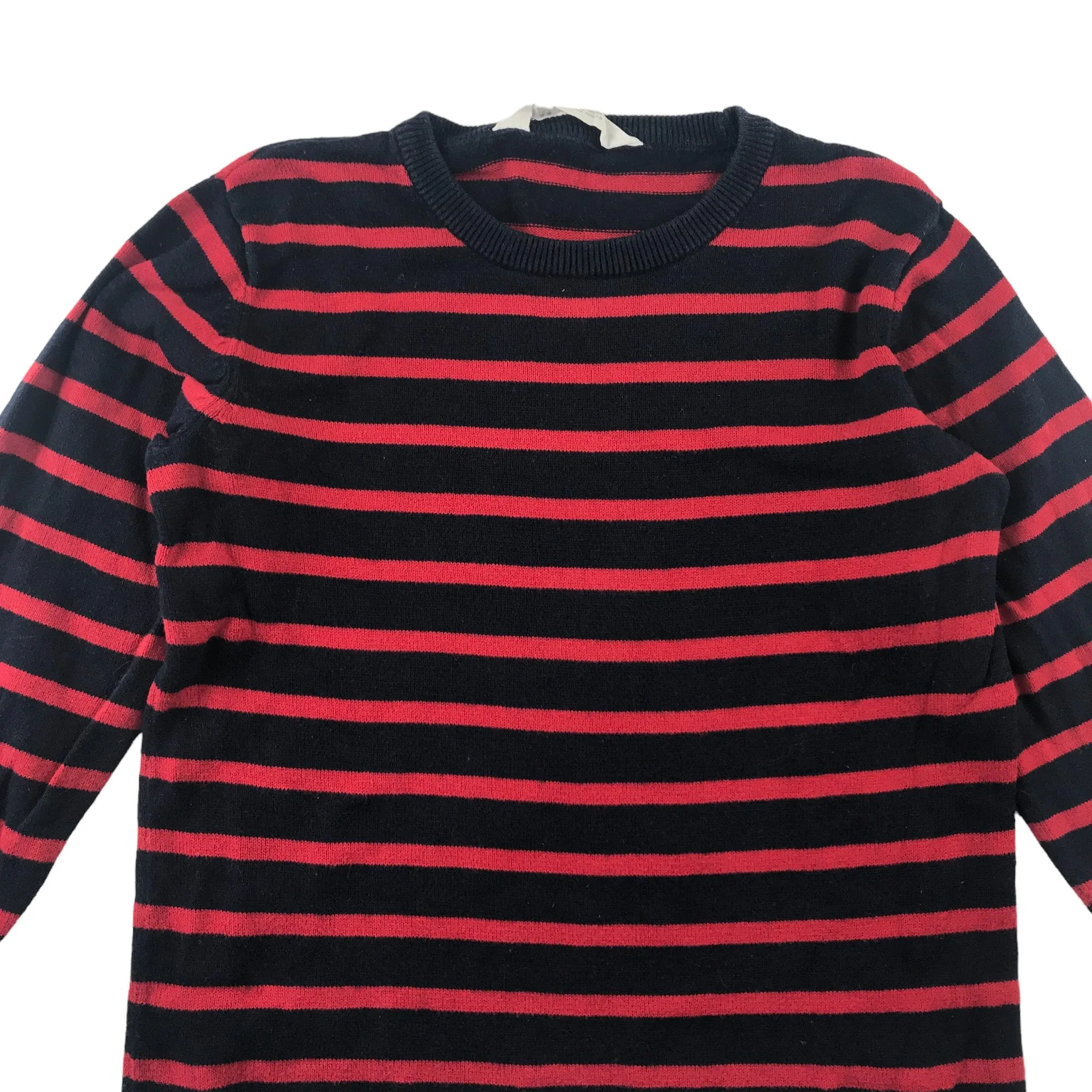 H&M jumper 7-8 years red and navy stripy light layer cotton