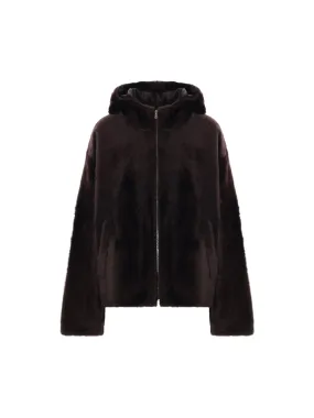 Hooded Coat in Shearling