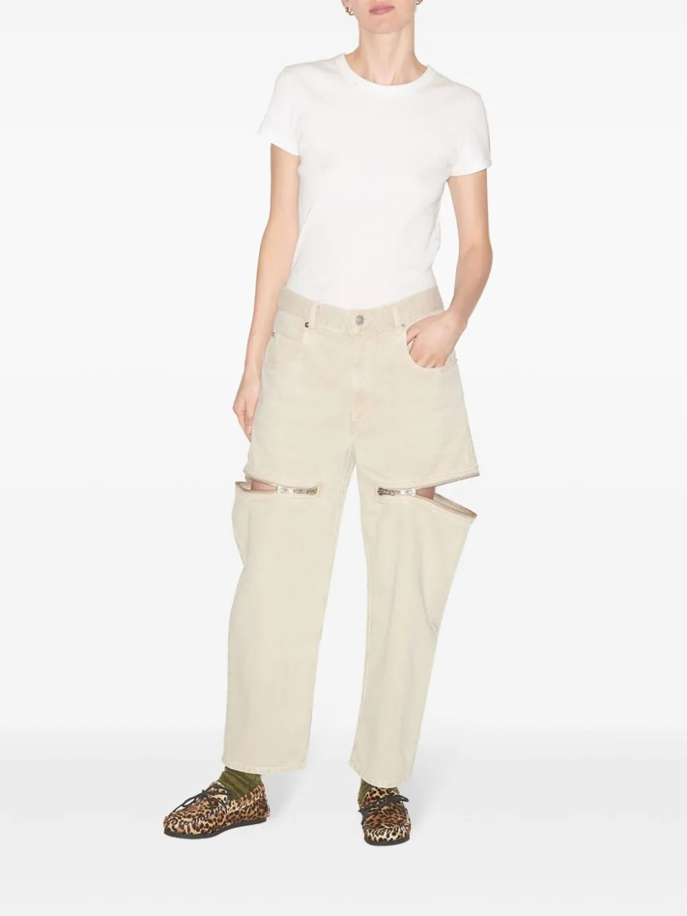 ISABEL MARANT ETOILE Effortlessly Chic Beige Pants with Zip Opening