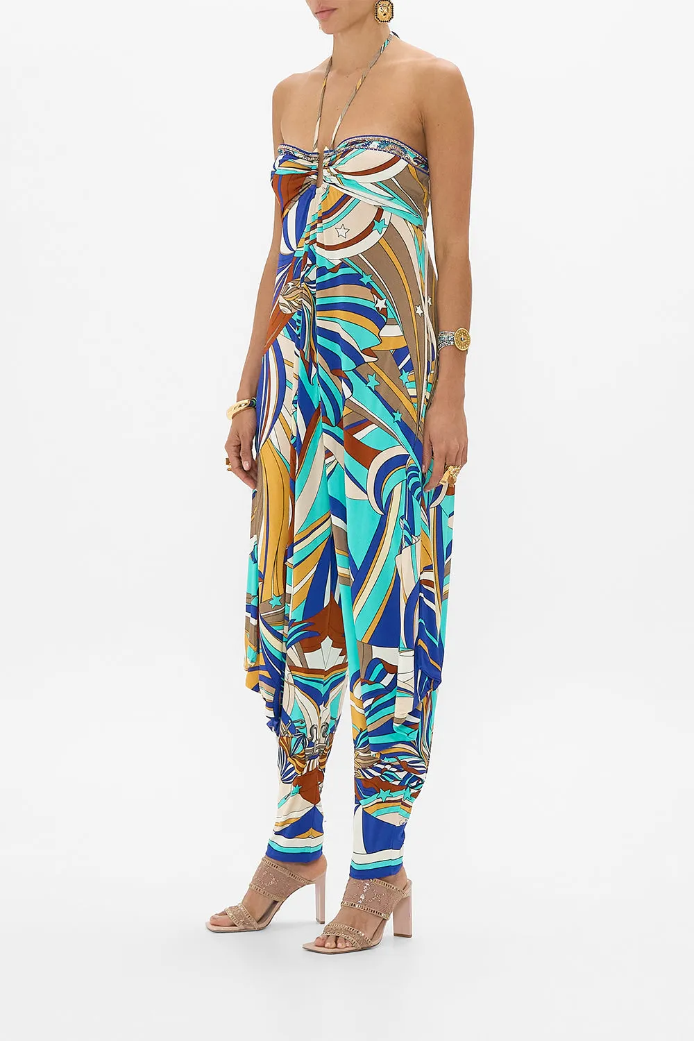 JERSEY DRAPED PANT JUMPSUIT WITH HARDWARE OASIS ORACLE