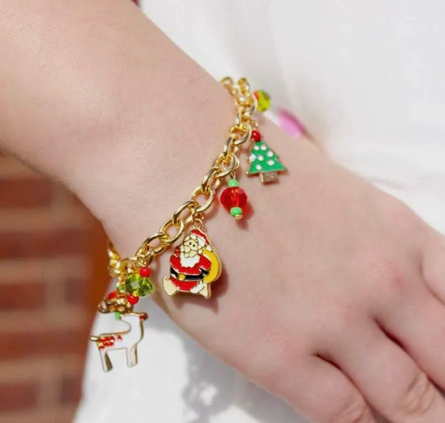 Jewelry - Christmas Charm Bracelet, Gold Alloy