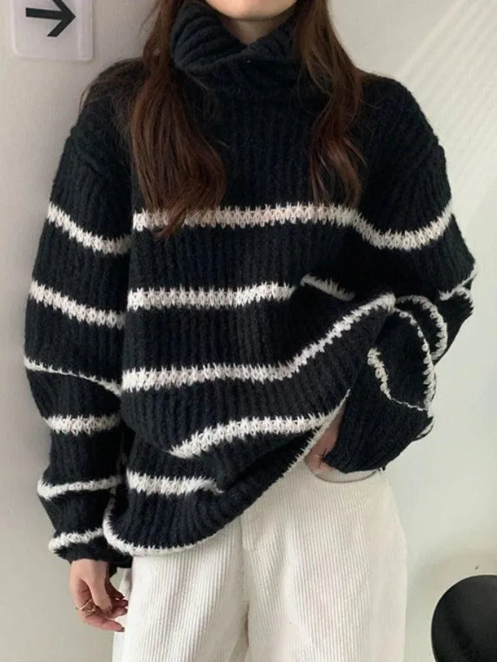 Joskaa Turtleneck Striped Knit Sweater