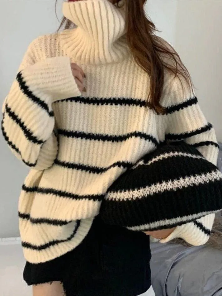 Joskaa Turtleneck Striped Knit Sweater