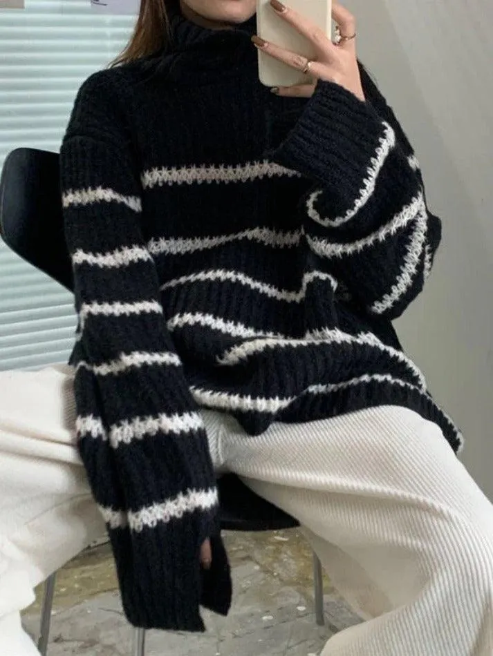 Joskaa Turtleneck Striped Knit Sweater