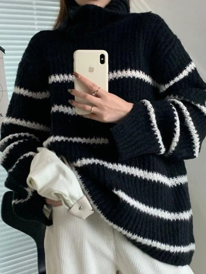 Joskaa Turtleneck Striped Knit Sweater