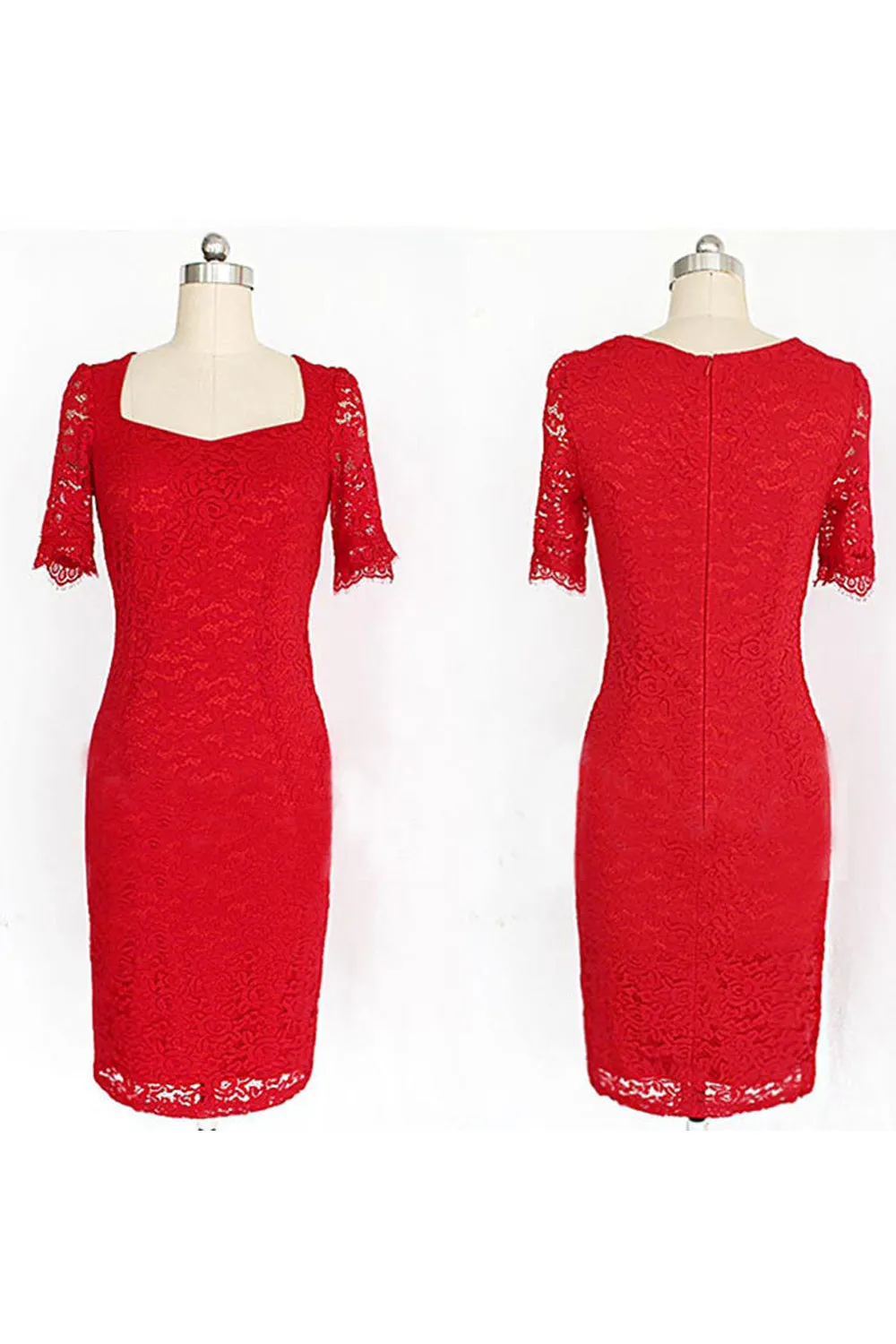 Ketty More Kate Middleton Wearing Red Lace Dress-KMWD295