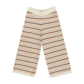 Knit Wide Leg Pant - Honeycomb Stripe - Natural / Shell / Dusty Blue / Saddle