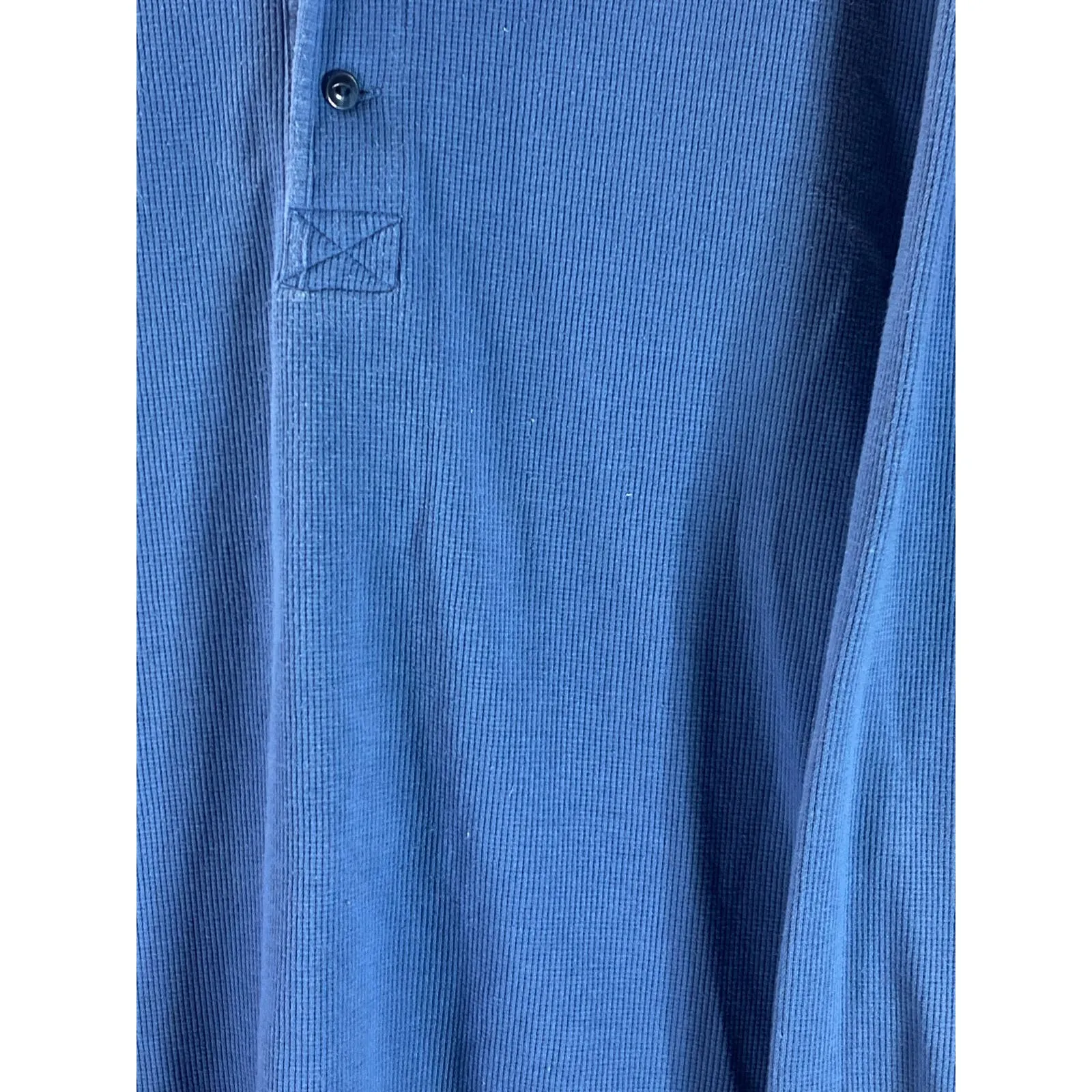 LANDS' END Men's Blue Thermal Regular-Fit Long Sleeve Henley Shirt SZ L