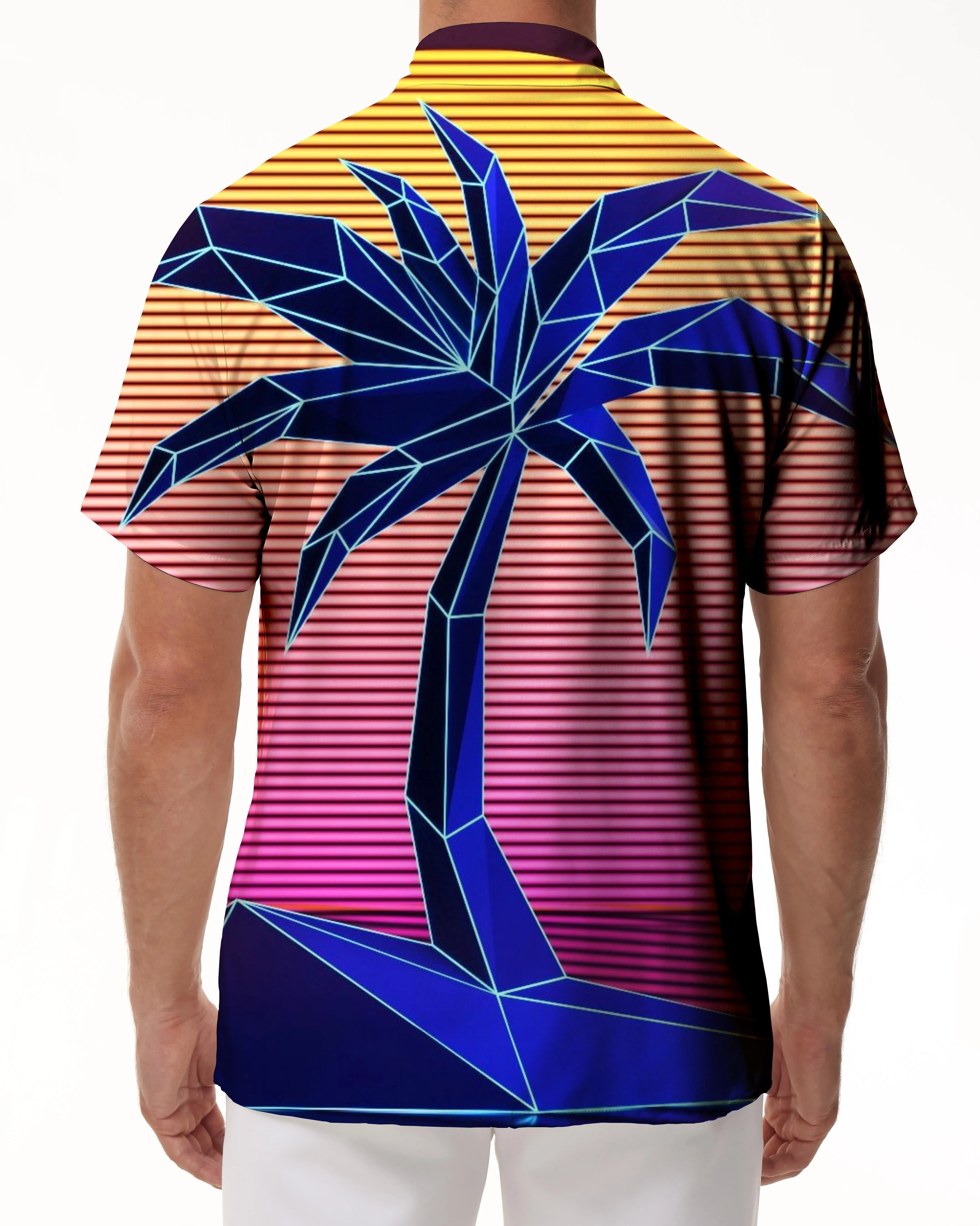 Lapel men's casual beach coconut tree style shirt short sleeve new tropical Hawaiian shirt casual vacation seaside fashion shirt button