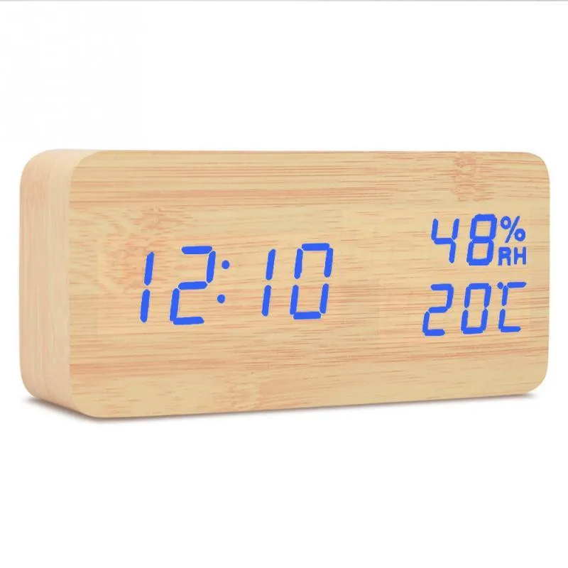 LED Display Multi-functional Wooden Alarm Clock