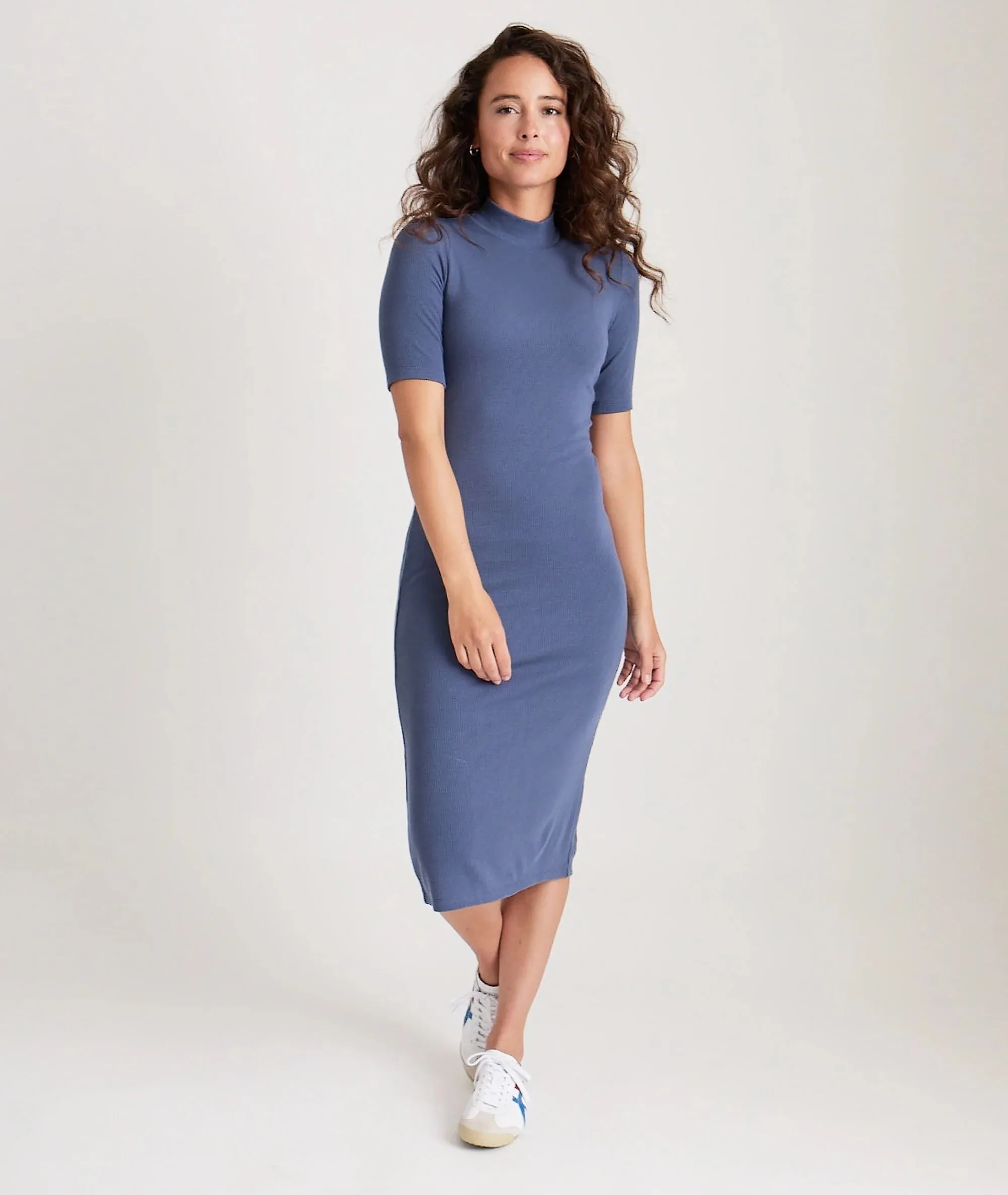 Lexi Rib Mock Neck Midi Dress