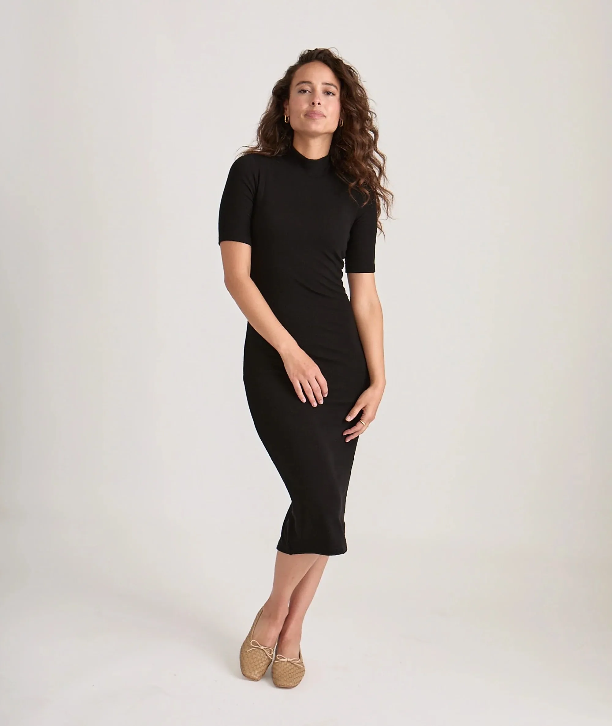 Lexi Rib Mock Neck Midi Dress