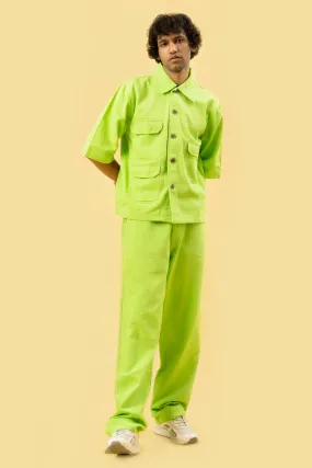 Lime Cotton Twill Shacket Set