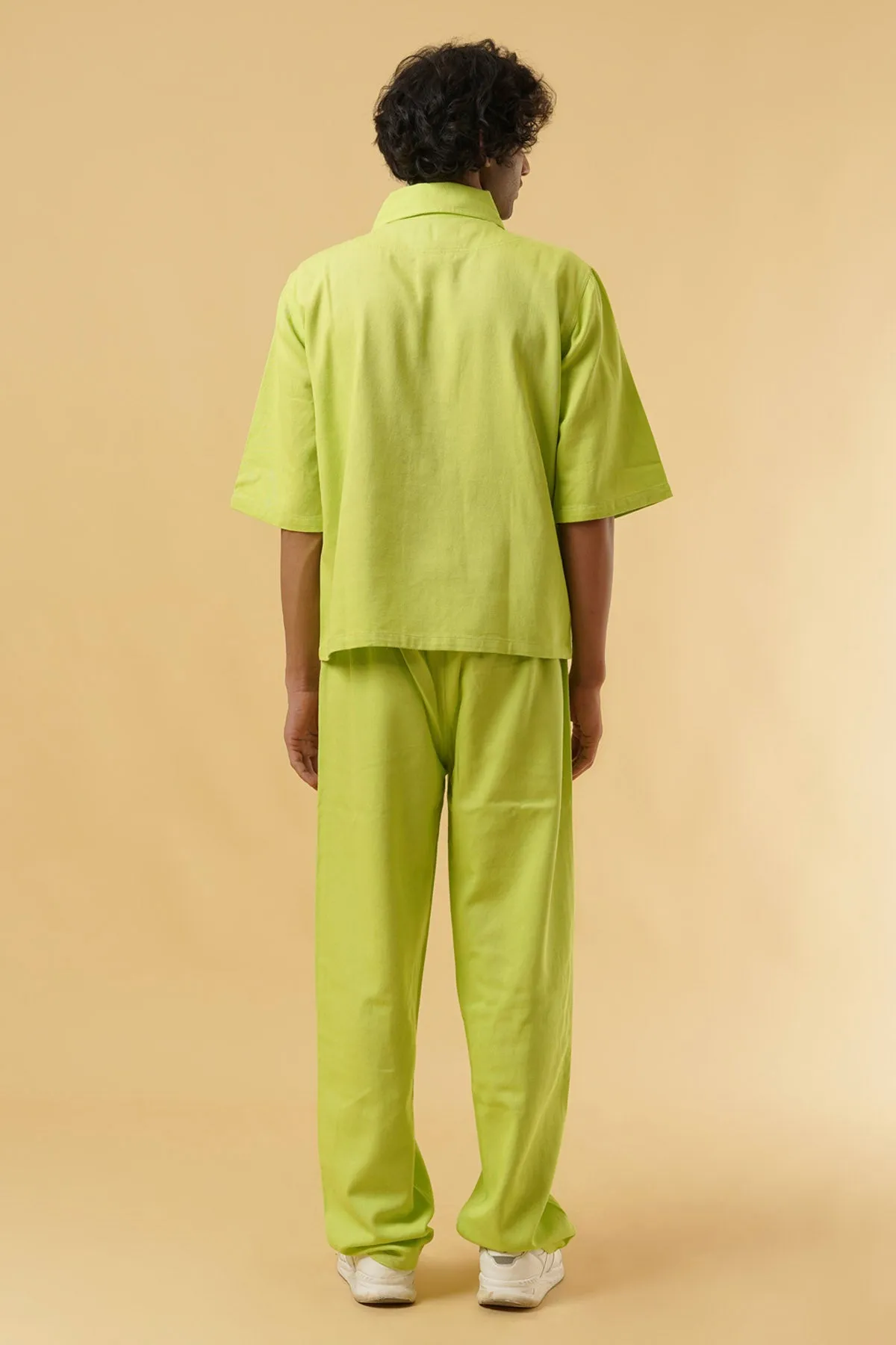 Lime Cotton Twill Shacket Set