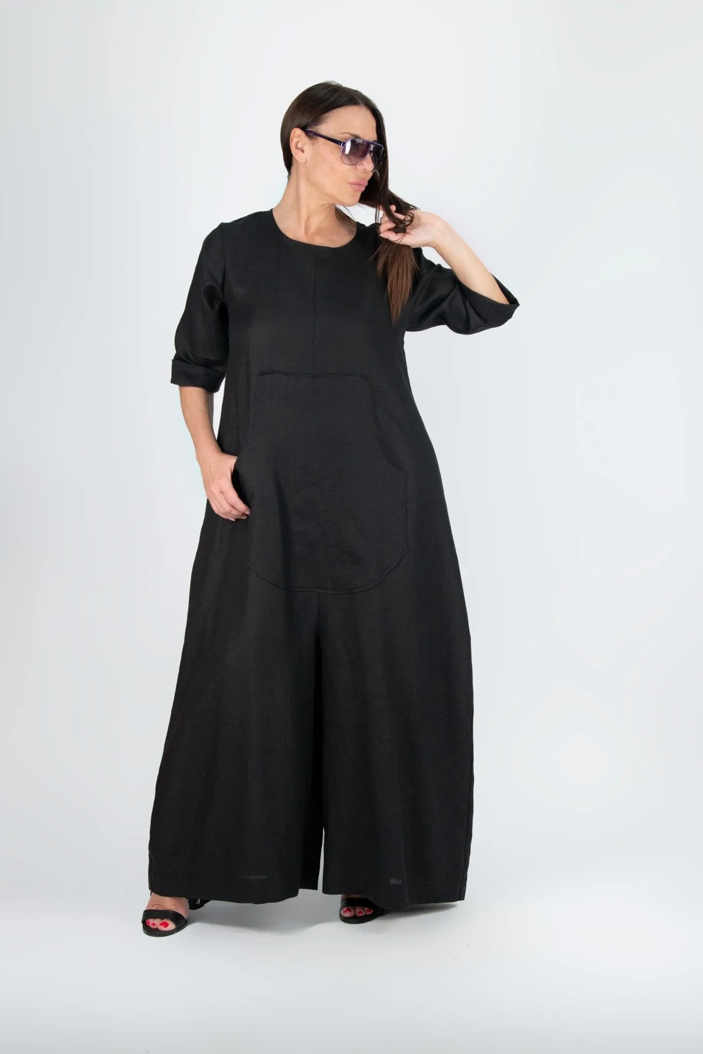 LISA Linen Wide Plus Size Jumpsuit