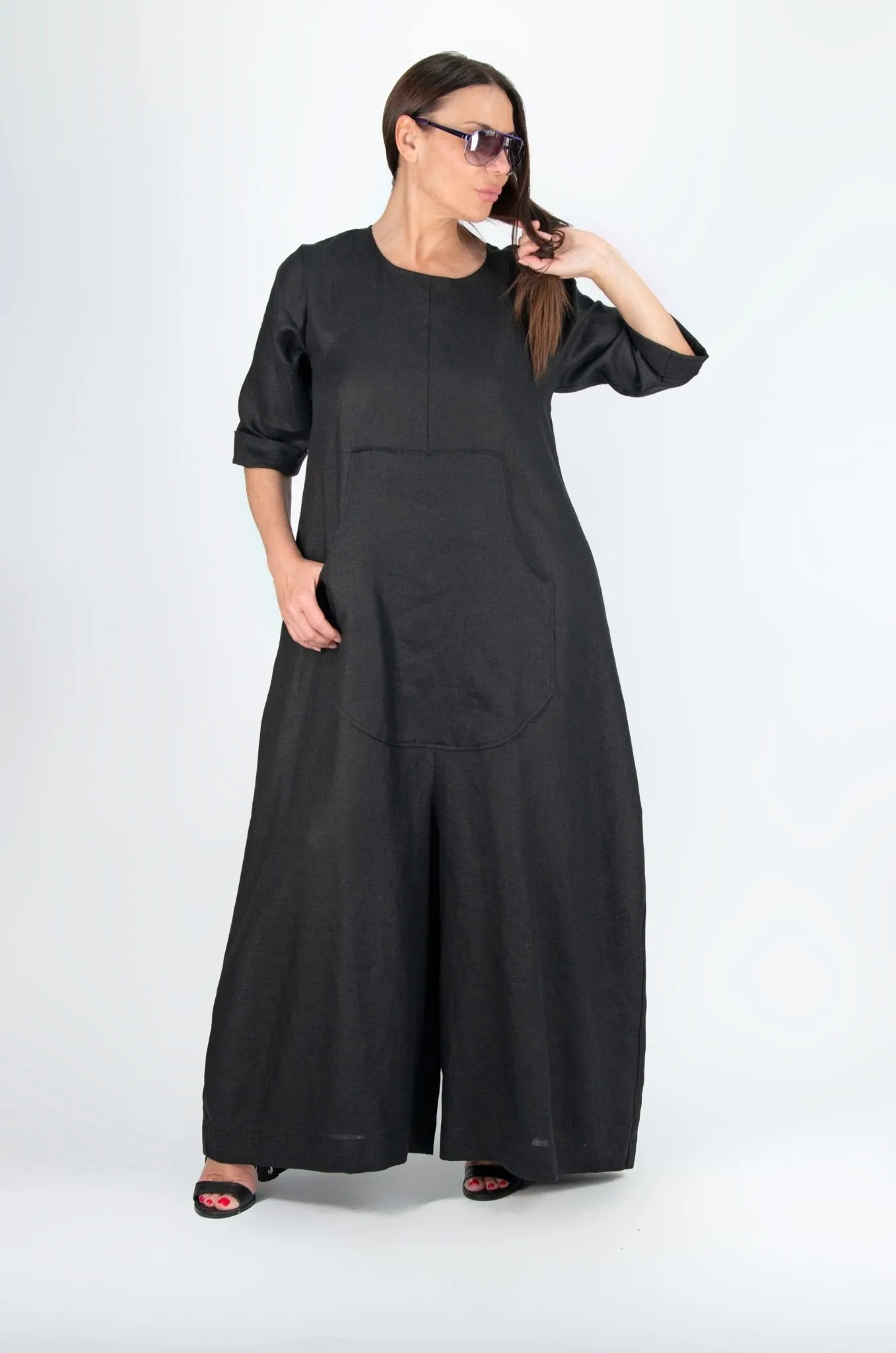 LISA Linen Wide Plus Size Jumpsuit