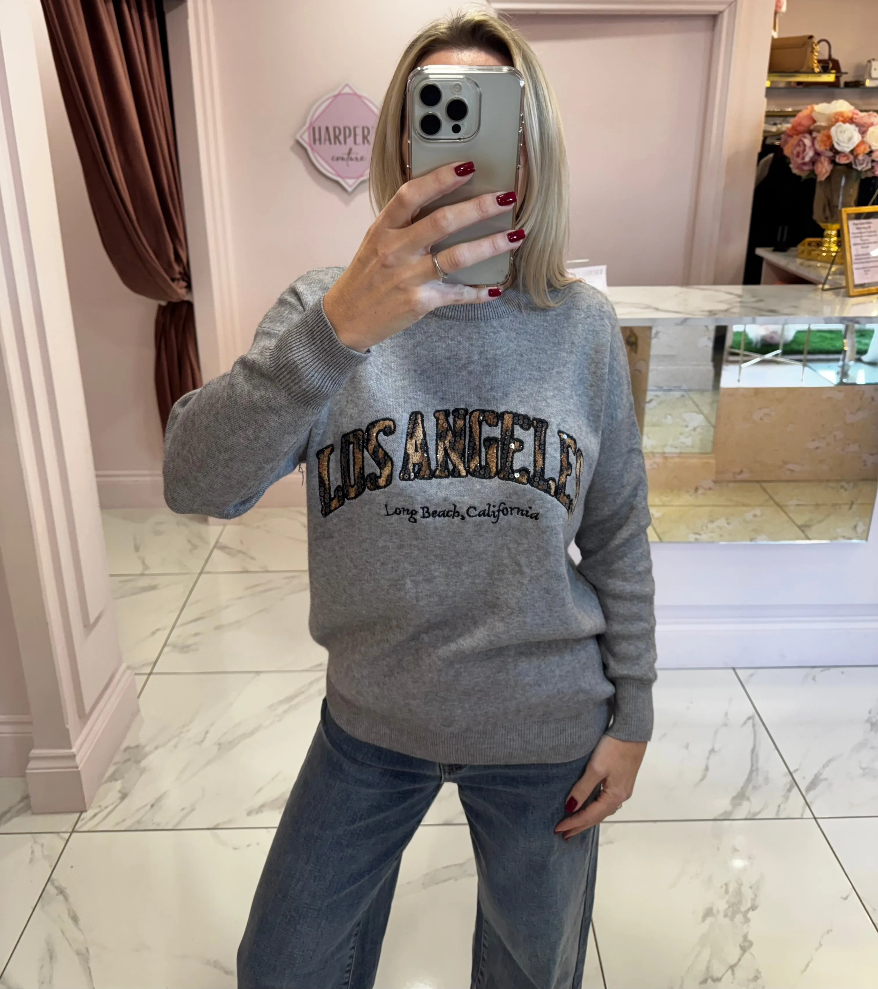 Los Angeles Grey Knit Jumper