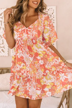 Louise Wide Flutter Sleeve Floral Dress