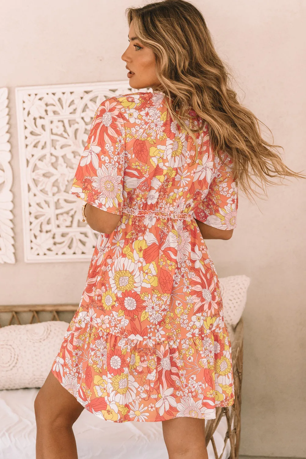 Louise Wide Flutter Sleeve Floral Dress