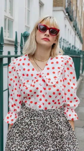 Luna Blouse In Apple Print by The Well Worn