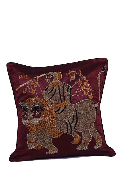 Mataji Embroidered Silk Cushion Cover