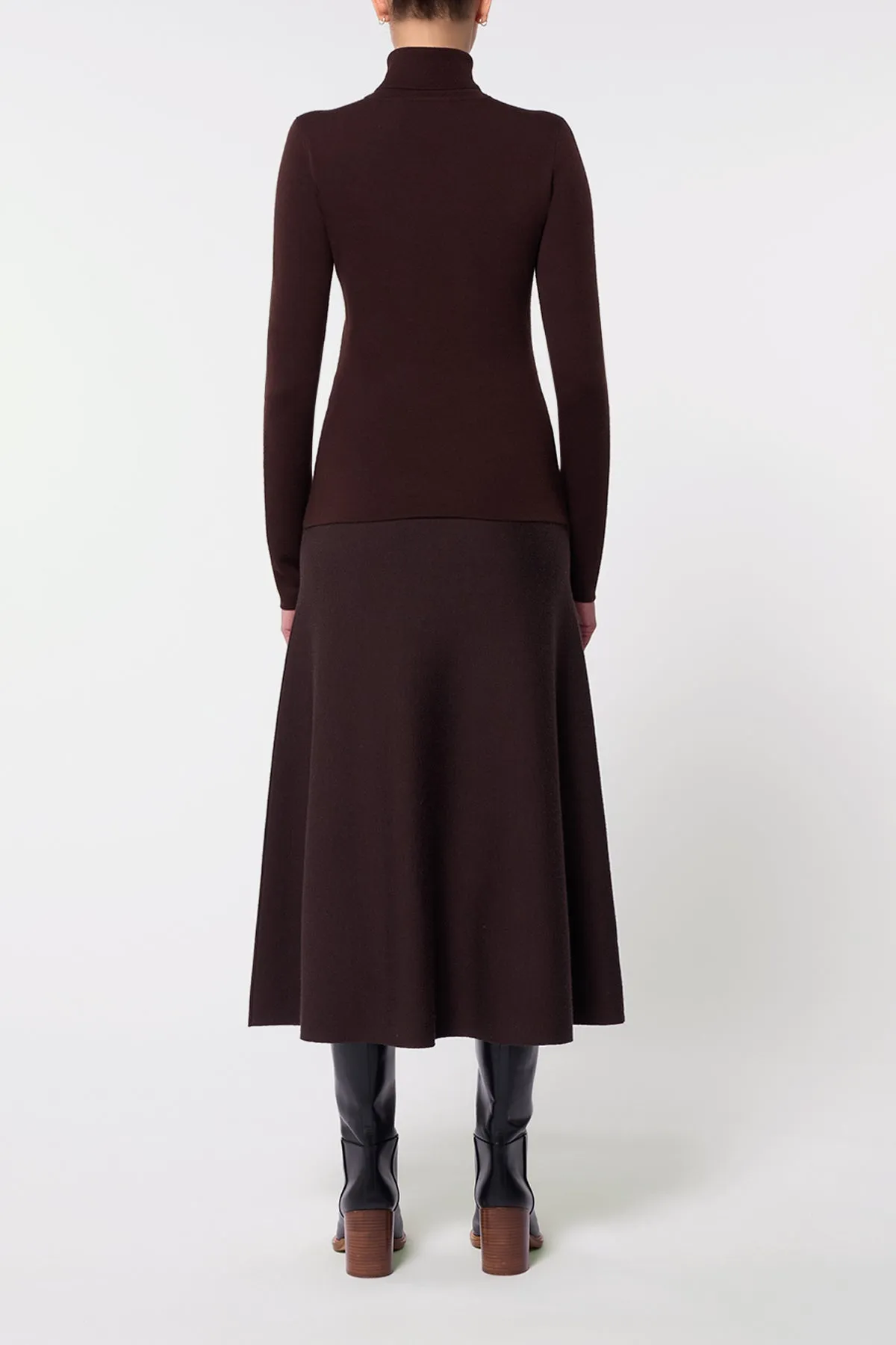 May Knit Turtleneck in Chocolate Merino Wool Cashmere