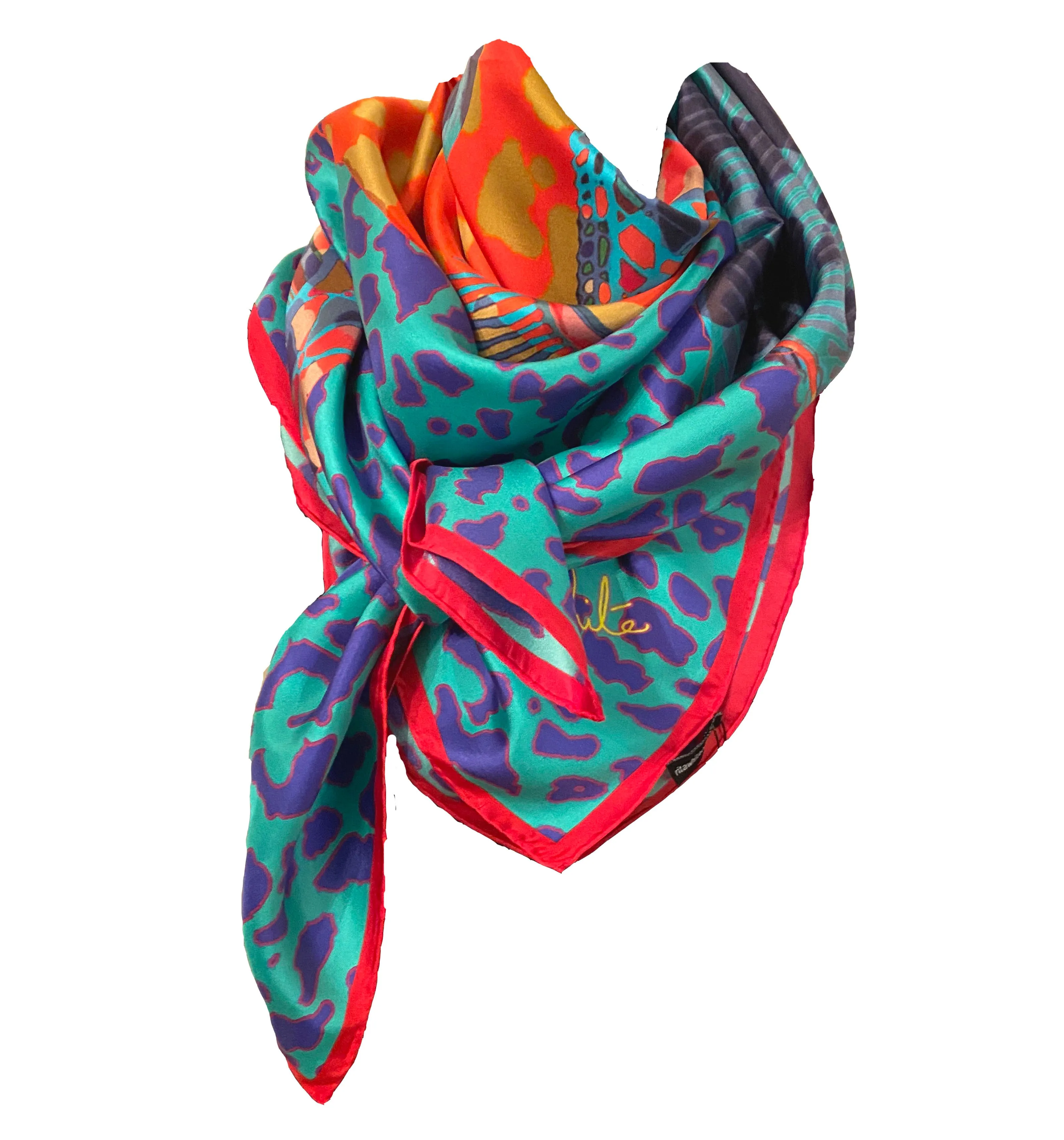 Meditate Tiger Print Green, 100% Silk Scarf