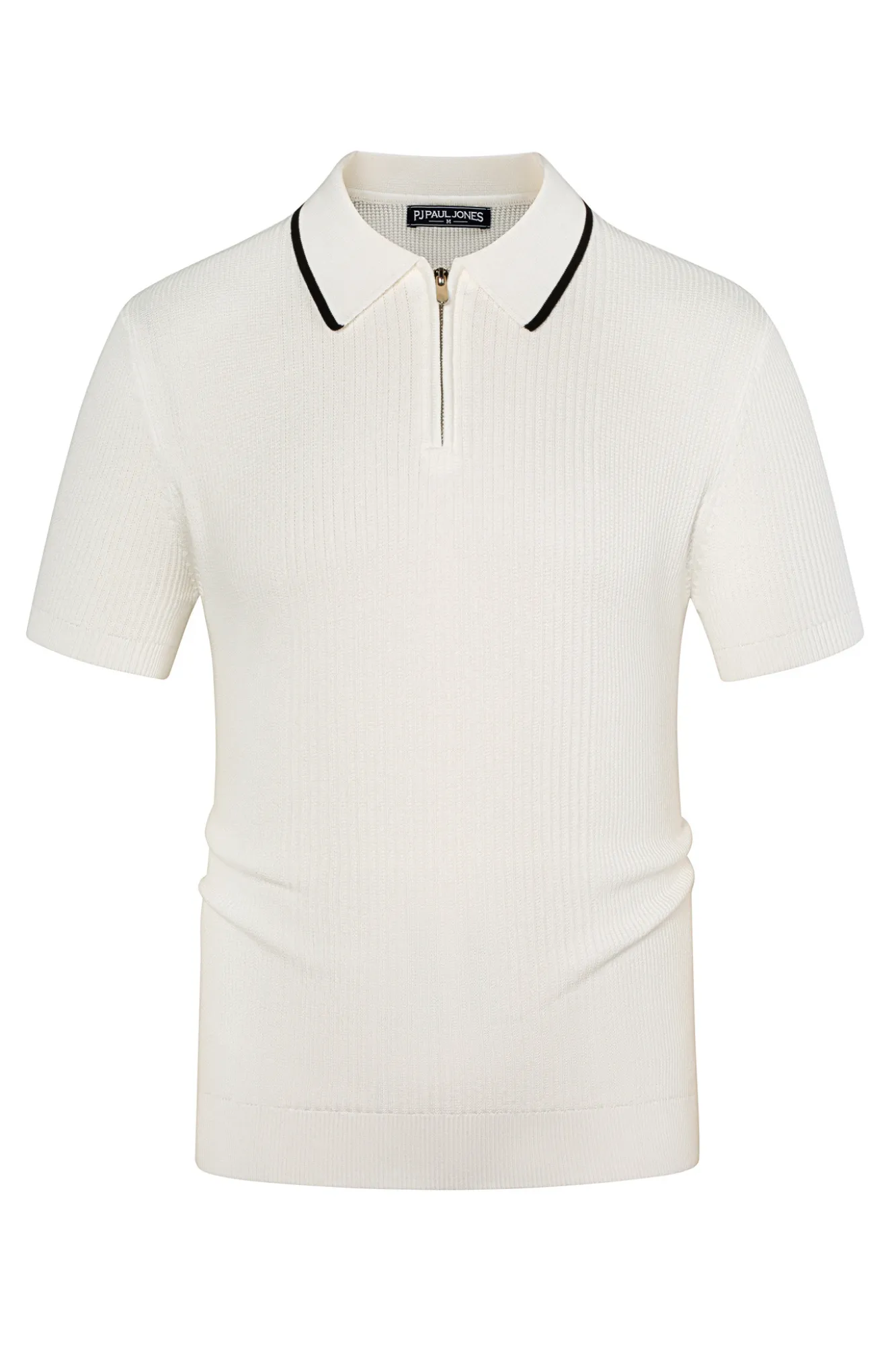 Men Stylish Lapel Collar Knitted Polo-Shirt Short Sleeve Zip-up Neck Knitwear