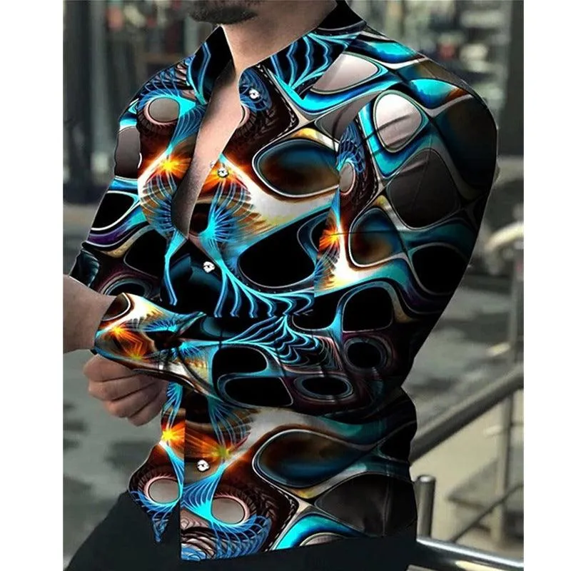 Men's Clothing Print Long Sleeve Men's Shirt