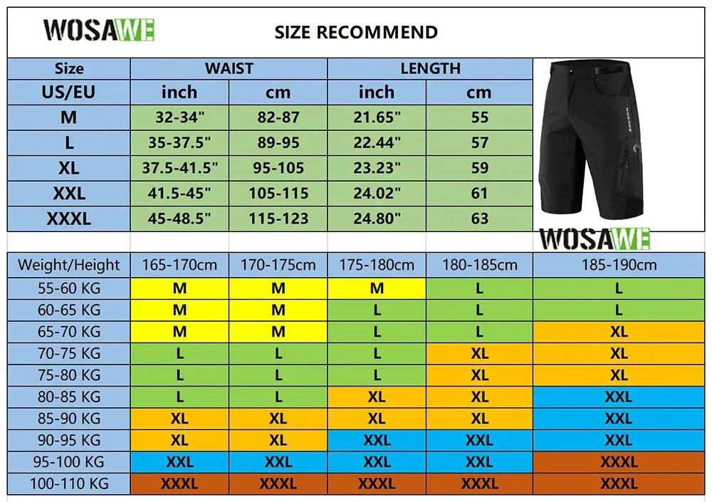 Men's Cycling Padded Shorts With Non-Remove Cycling Underwear Bike Downhill MTB Shorts Loose Fit Sports Bicycle Short