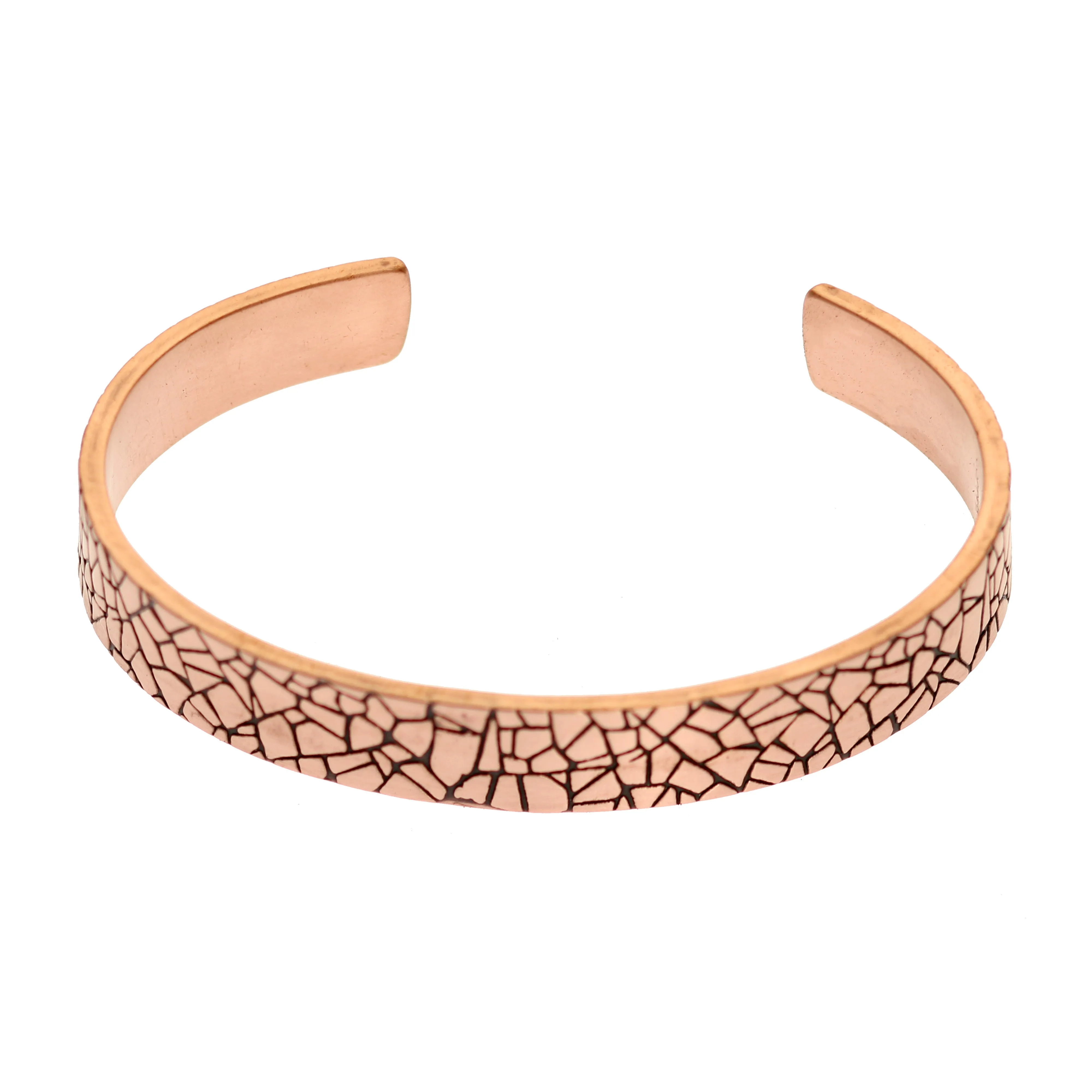 Men's Embossed Mosaic Solid Copper Cuff - 10mm Wide