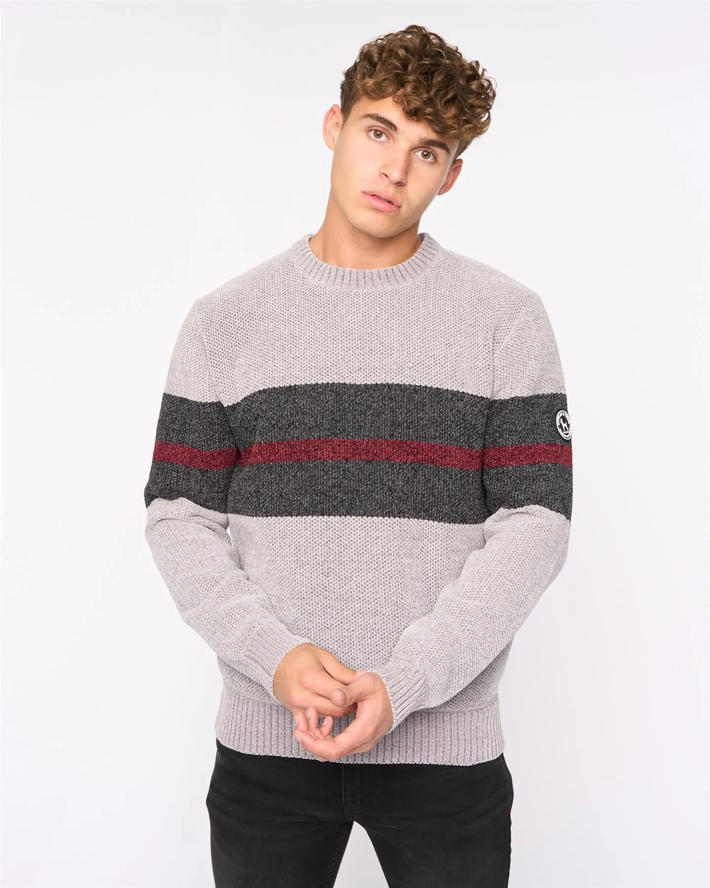 Mens Maskell Crew Knit Light Grey